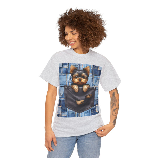 "Denim Dog Patch" Plus Size Women Heavy Cotton Tee T-shirt
