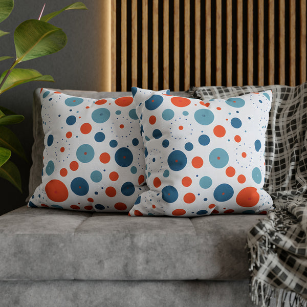 Blue/Orange Polka Dots Spun Polyester Square Pillowcase