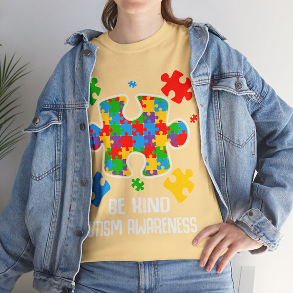 Autism Awareness "Be Kind" Plus Size Women Heavy Cotton Tee