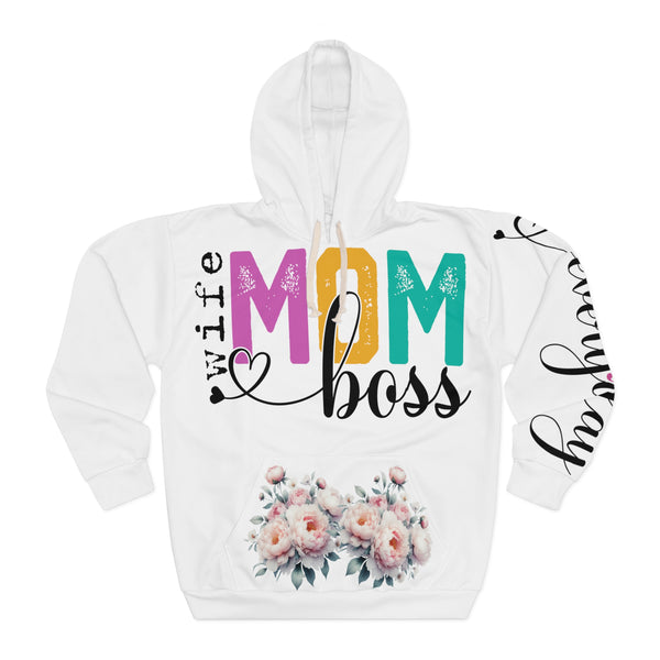 "Mom Boss" Flowers Woman's Pullover Hoodie