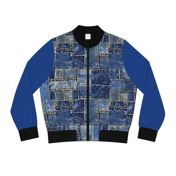 Denim Print Women's Bomber Jacket