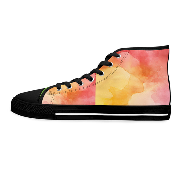 Oil Paint /Black Women's High Top Sneakers