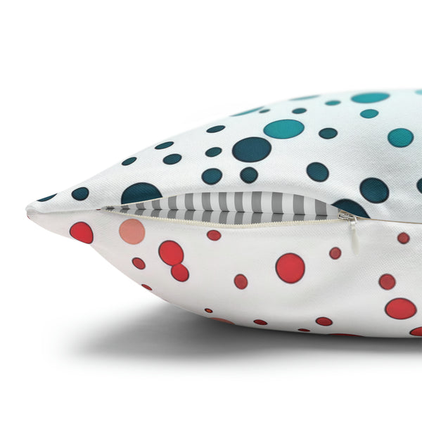 White Polka Dots Spun Polyester Square Pillowcase