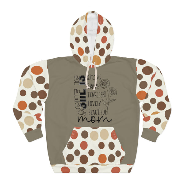 "She is Mom" Polka Dots Woman's Pullover Hoodie