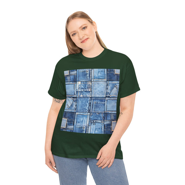 "Denim Patch" Plus Size Women Heavy Cotton Tee