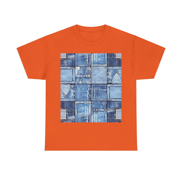 "Denim Patch" Plus Size Women Heavy Cotton Tee