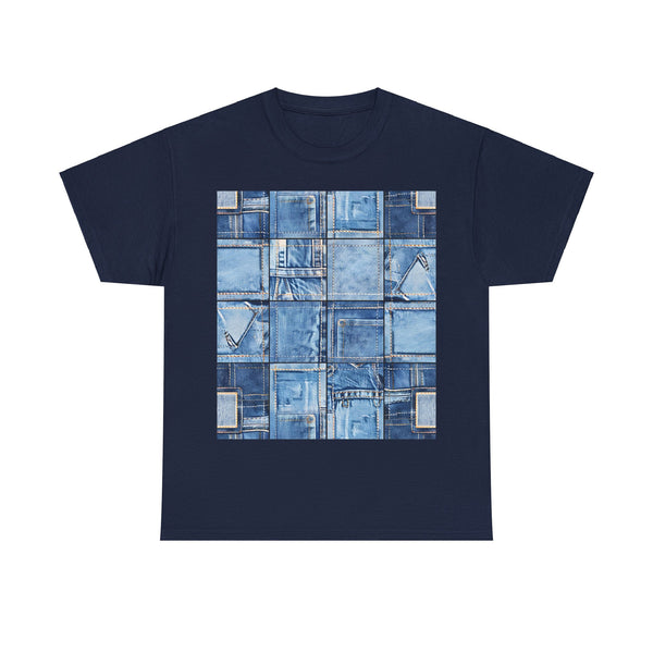 "Denim Patch" Plus Size Women Heavy Cotton Tee