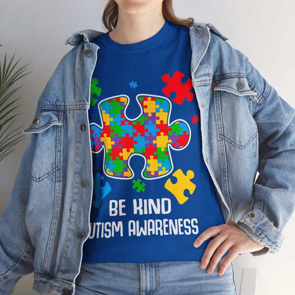 Autism Awareness "Be Kind" Plus Size Women Heavy Cotton Tee