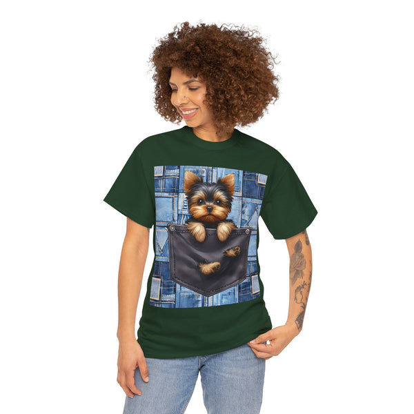 "Denim Dog Patch" Plus Size Women Heavy Cotton Tee T-shirt