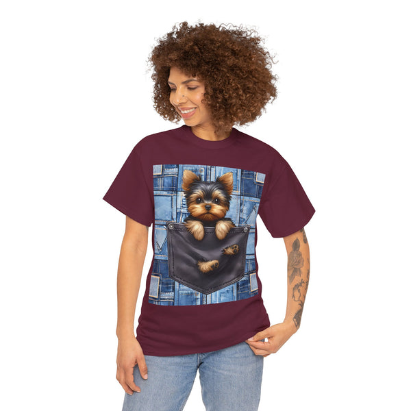 "Denim Dog Patch" Plus Size Women Heavy Cotton Tee T-shirt