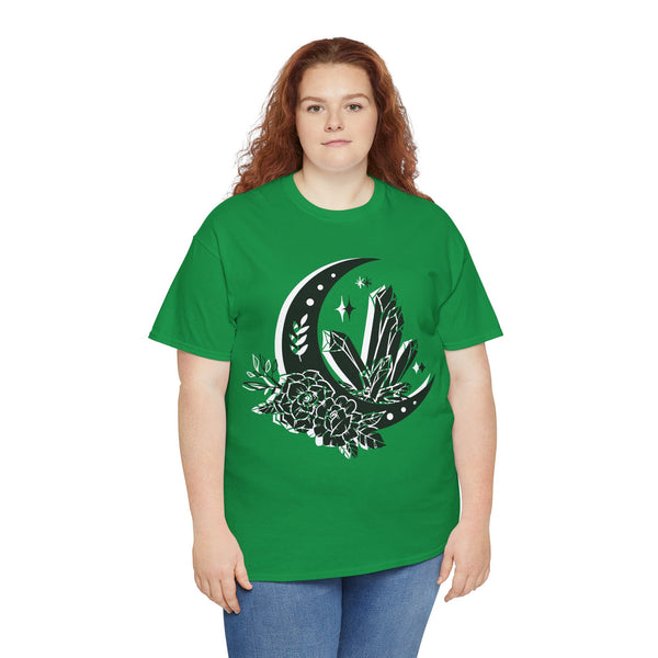 "Crystal, Flowers & Moon" Plus Size Women Heavy Cotton Tee T-shirt