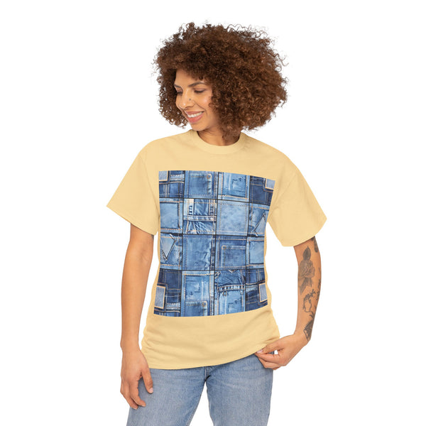 "Denim Patch" Plus Size Women Heavy Cotton Tee