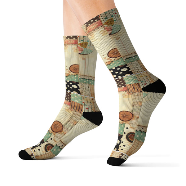 Vintage Polka Dots Sublimation Woman Socks
