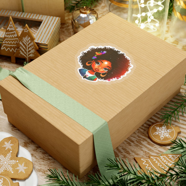 Afro-haired Girl Kiss-Cut Stickers