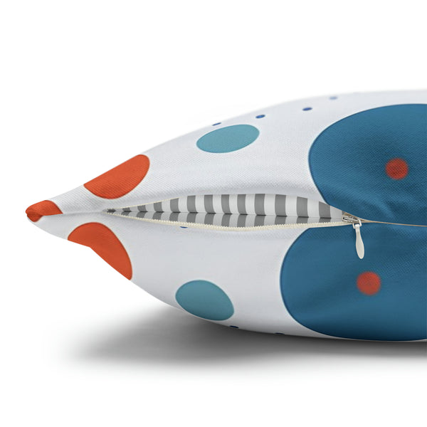 Blue/Orange Polka Dots Spun Polyester Square Pillowcase