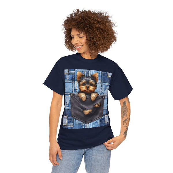 "Denim Dog Patch" Plus Size Women Heavy Cotton Tee T-shirt