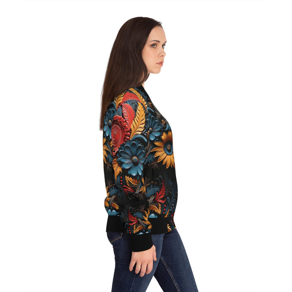 3D Flowers Women's Bomber Jacket
