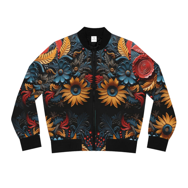 3D Flowers Women's Bomber Jacket