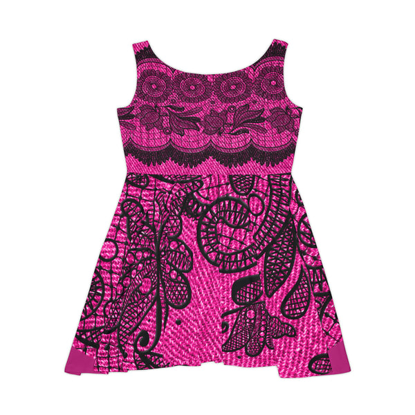Pink Lace Sunflower Women's Skater Dress