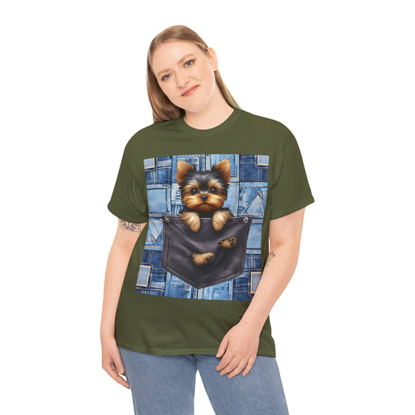 "Denim Dog Patch" Plus Size Women Heavy Cotton Tee T-shirt