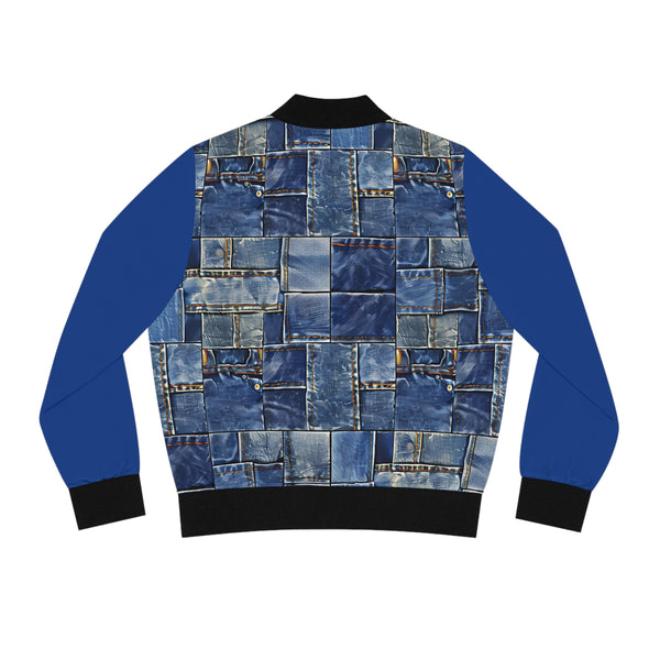 Denim Print Women's Bomber Jacket