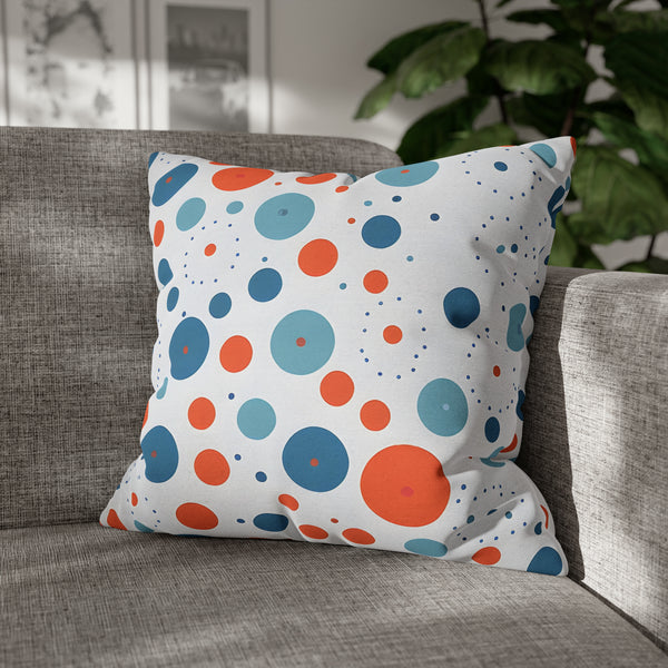 Blue/Orange Polka Dots Spun Polyester Square Pillowcase