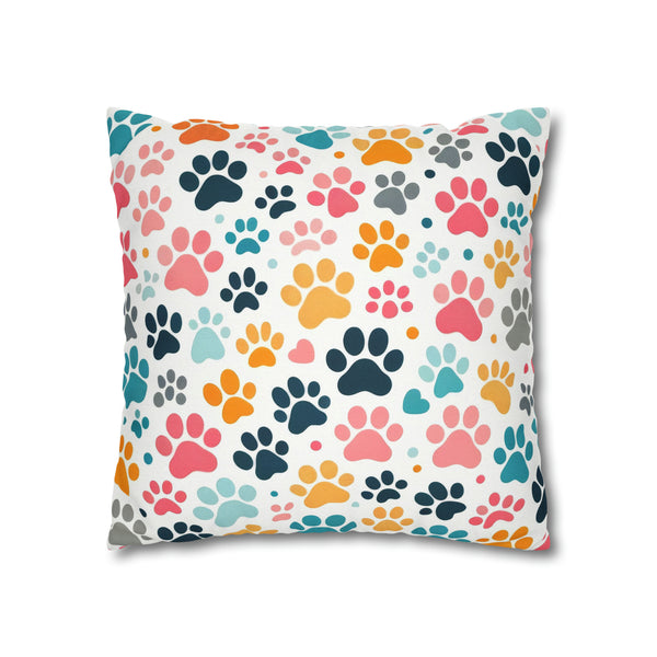 Dog Paw Print Spun Polyester Square Pillowcase