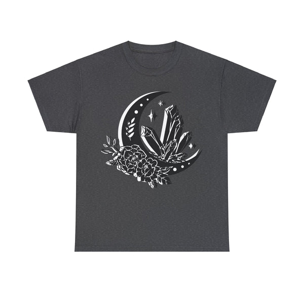 "Crystal, Flowers & Moon" Plus Size Women Heavy Cotton Tee T-shirt