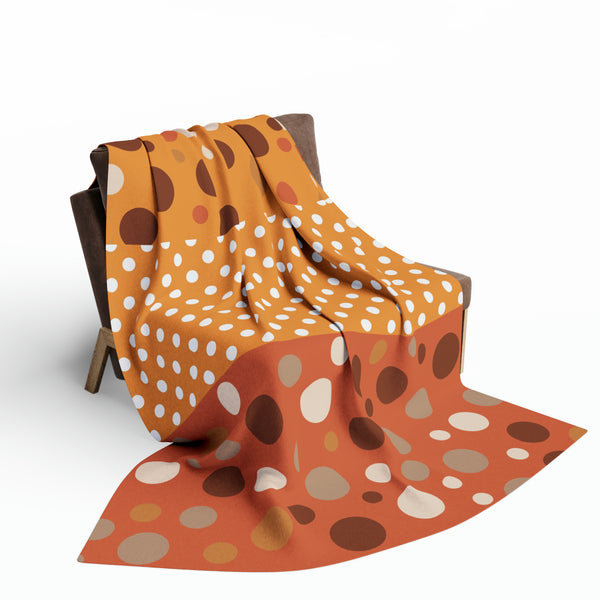 Large Warm Color Polka Dots Arctic Fleece Throw Blanket