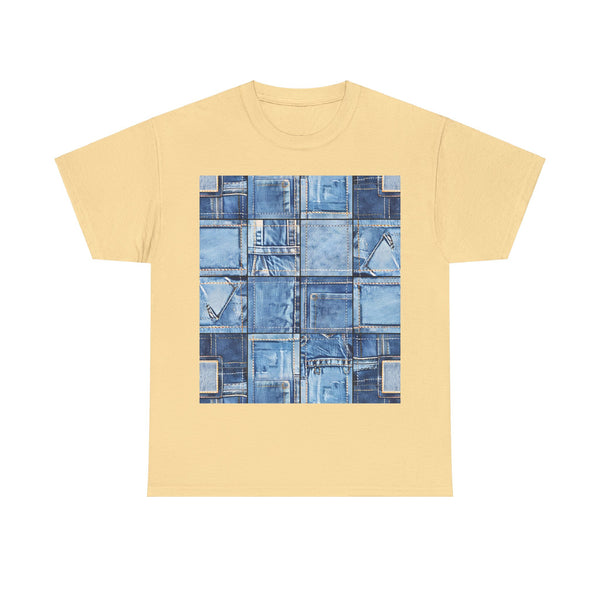 "Denim Patch" Plus Size Women Heavy Cotton Tee