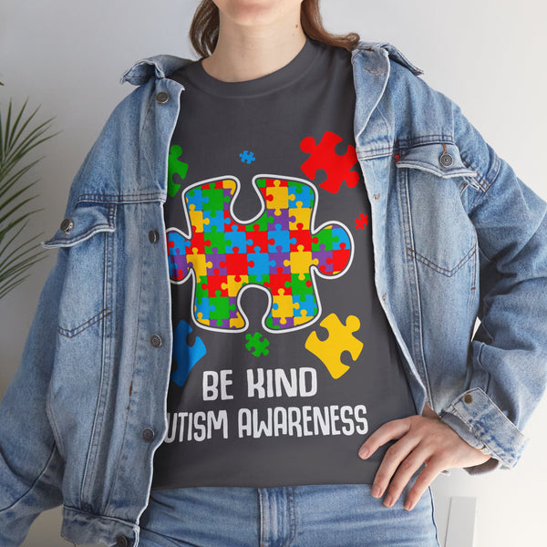 Autism Awareness "Be Kind" Plus Size Women Heavy Cotton Tee