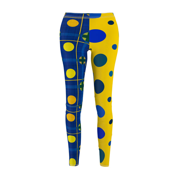 Blue & Yellow Women's Cut & Sew Casual Leggings