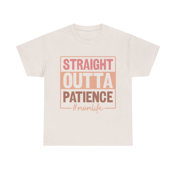 "Straight Outta Patience - Mom Life" Plus Size Women Heavy Cotton Tee T-Shirt