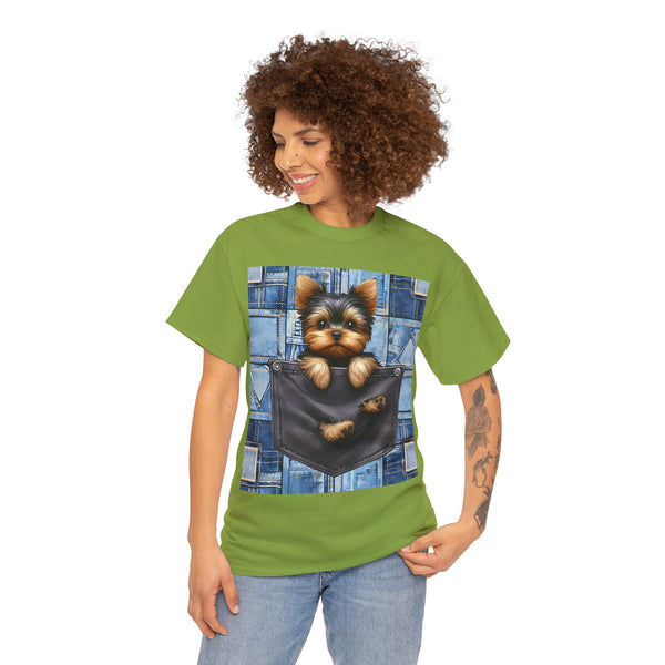"Denim Dog Patch" Plus Size Women Heavy Cotton Tee T-shirt