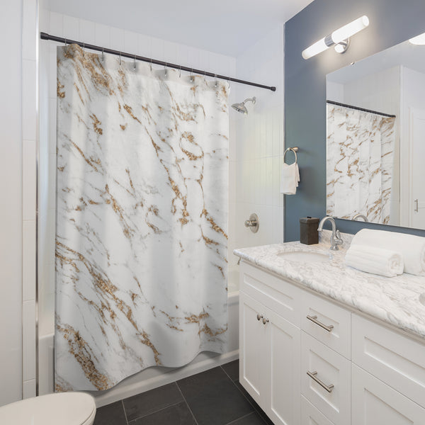 Marble White/Gold Shower Curtains
