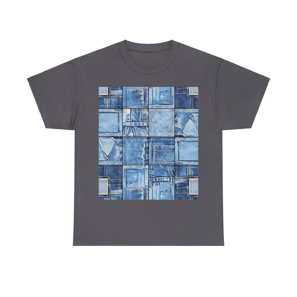 "Denim Patch" Plus Size Women Heavy Cotton Tee