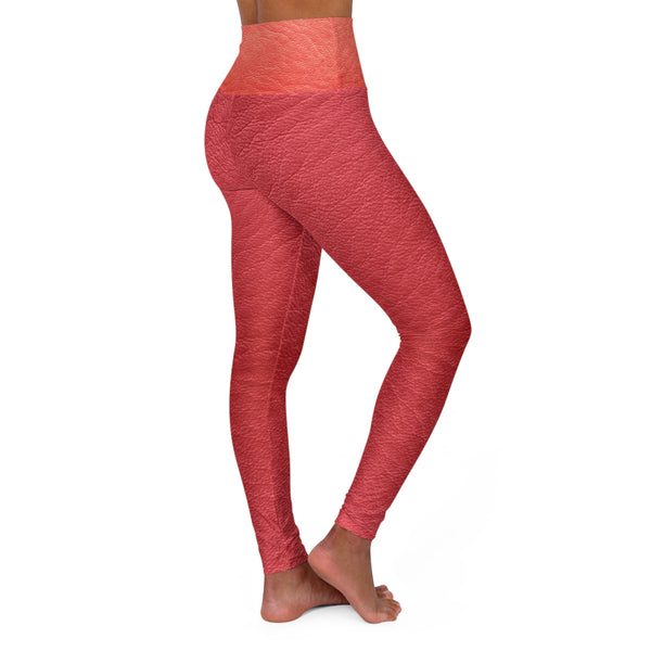 Red Faux Leather High Waisted Yoga Leggings