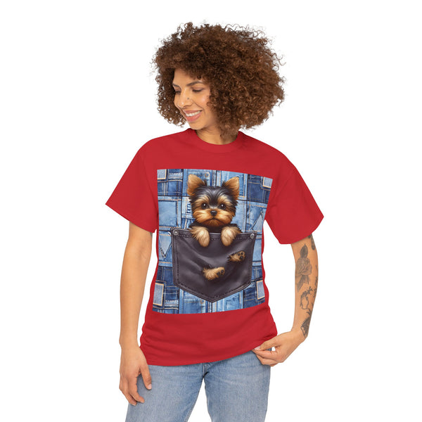 "Denim Dog Patch" Plus Size Women Heavy Cotton Tee T-shirt