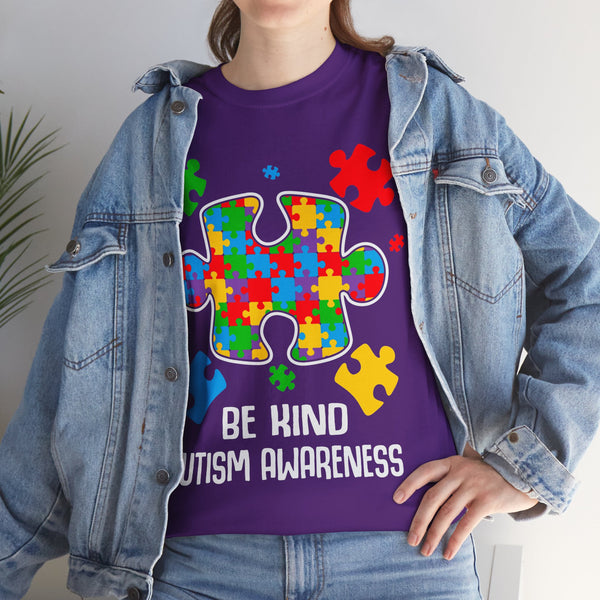 Autism Awareness "Be Kind" Plus Size Women Heavy Cotton Tee