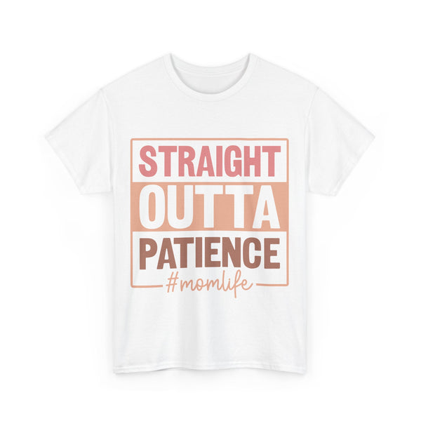 "Straight Outta Patience - Mom Life" Plus Size Women Heavy Cotton Tee T-Shirt