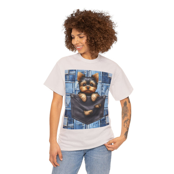 "Denim Dog Patch" Plus Size Women Heavy Cotton Tee T-shirt