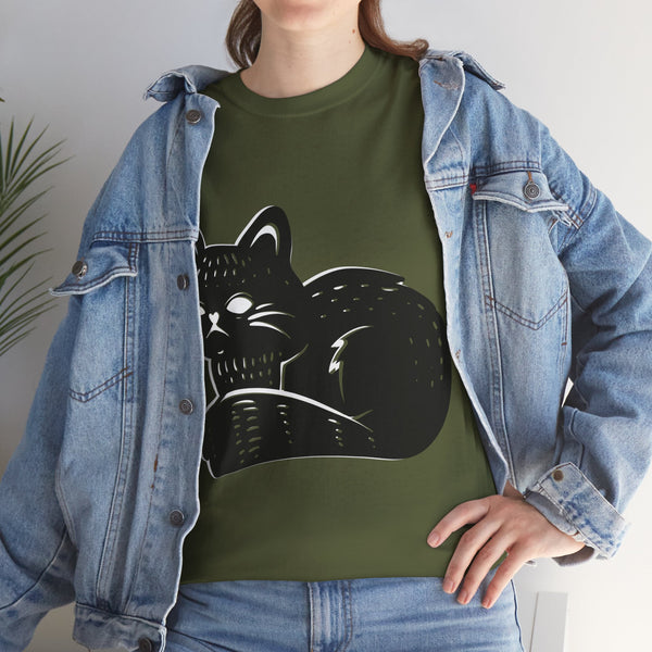"Black Cat" Plus Size Women Heavy Cotton Tee T-Shirt