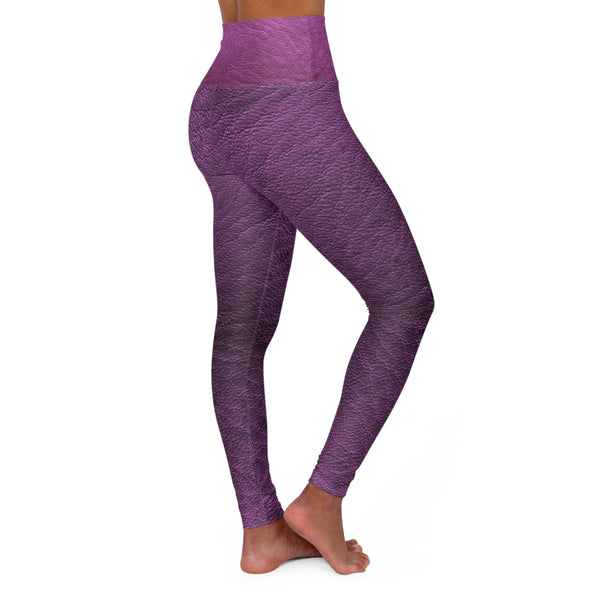 Purple Faux Leather High Waisted Yoga Leggings