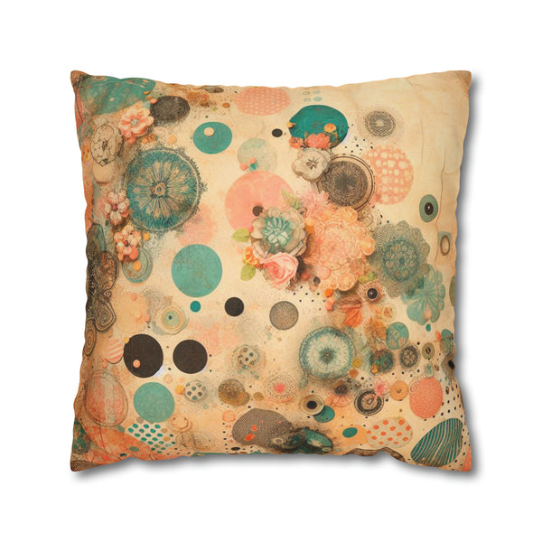 Vintage Polka Dots Spun Polyester Square Pillowcase