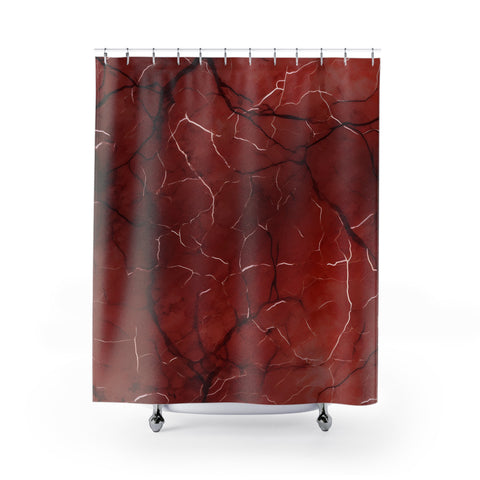 Red Marble Shower Curtains