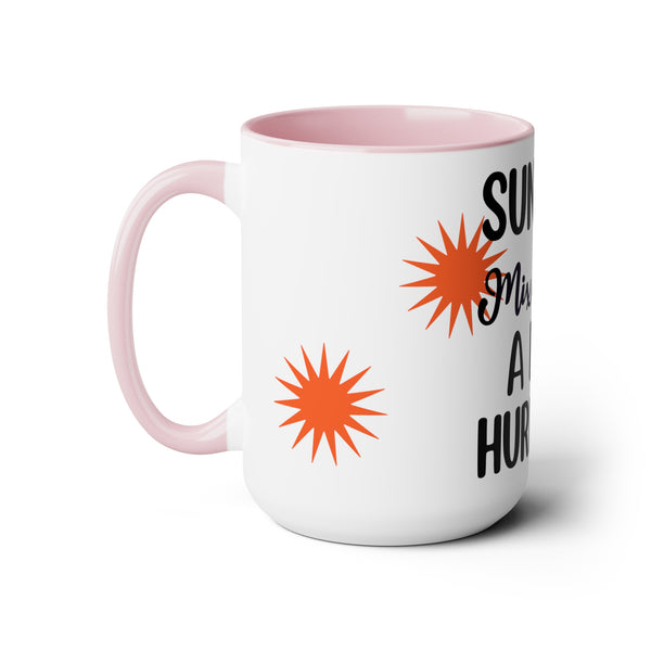 "Sunshine Mixed With A Little Hurricane" Mother's Day Two-Tone Coffee Mugs Cup, 15oz
