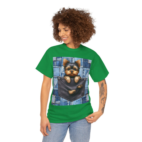 "Denim Dog Patch" Plus Size Women Heavy Cotton Tee T-shirt