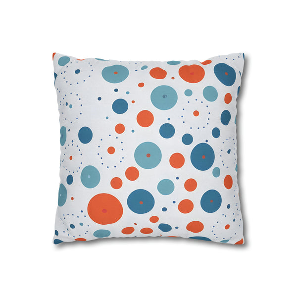 Blue/Orange Polka Dots Spun Polyester Square Pillowcase