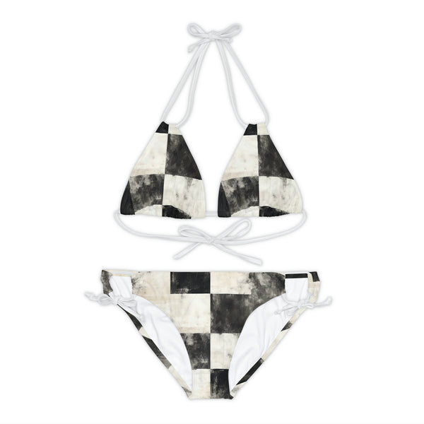 Black & White Checkered Strappy Bikini Set