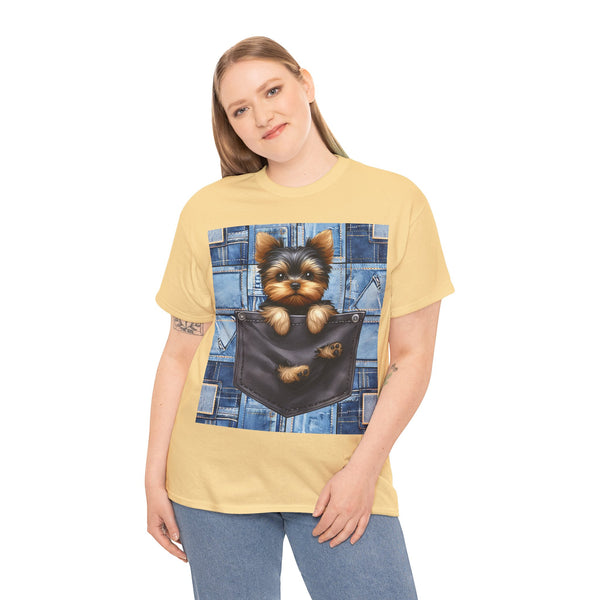 "Denim Dog Patch" Plus Size Women Heavy Cotton Tee T-shirt